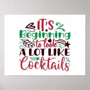 Kerst lijkt op cocktails poster