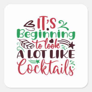 Kerst lijkt op cocktails vierkante sticker