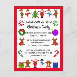 Kerst Lijst #3 Uitnodiging Briefkaart