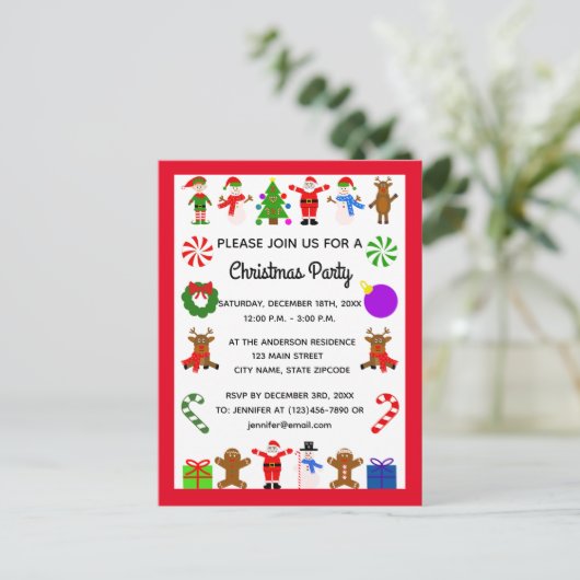 Kerst Lijst #3 Uitnodiging Briefkaart (Staand voorkant)