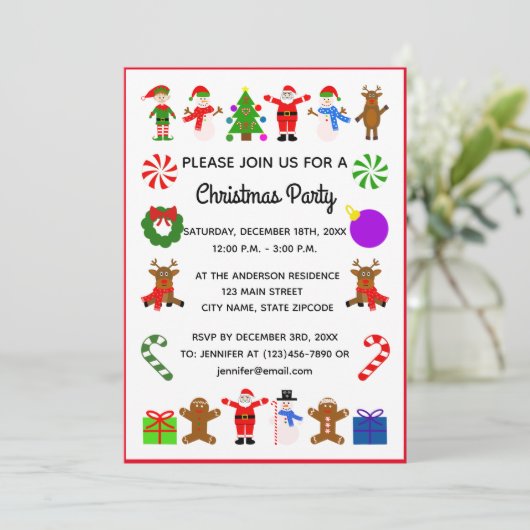 Kerst Lijst #3 Uitnodiging Kaart (Staand voorkant)