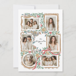 Kerst lijsten en botanische collage feestdagenkaart