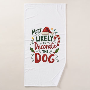 Kerst Likely Versier Hond Xmas Familie 2 Badhanddoek