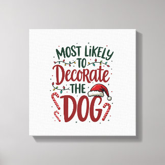 Kerst Liket Decorate Hond Xmas Familie Kinderen Vr Canvas Afdruk