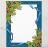 Kerst lint blauw briefpapier (Voorkant)