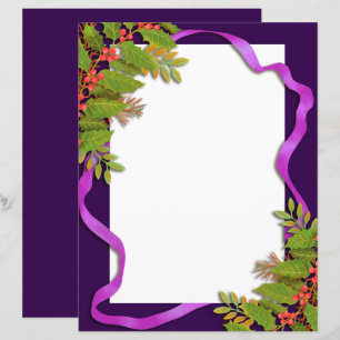 Kerst lint Paarse briefpapier