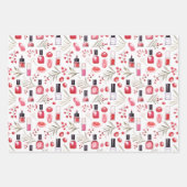 Kerst lippenstift nagellak beauty items inpakpapier vel (Voorkant)