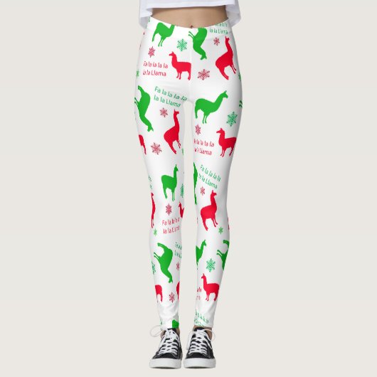 Kerst Llama Fa la la Llama Holiday Leggings (Voorkant)