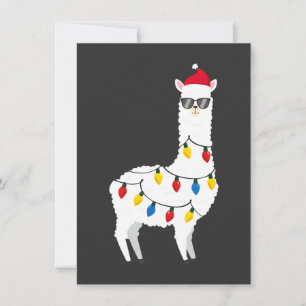 Kerst Llama Kerstman Hoed Zonnebril Alpaca Grappig Kaart