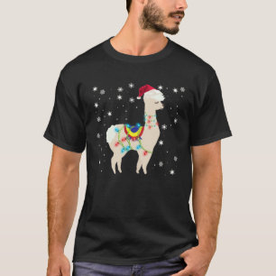 Kerst-Llama-Kerstmuts en Kerstverlichting Lelijke T-shirt