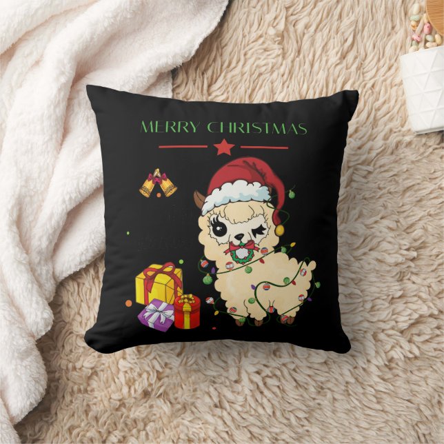 Kerst Llama Worp Kussen (Deken)