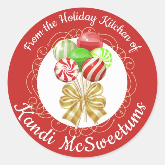 Kerst lolly snoep uit de keuken van label (Voorkant)