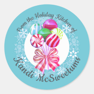 Kerst lolly's snoep uit de keuken van ronde sticker