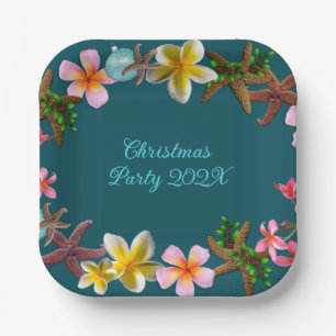Kerst Luau Starfish Hawaiian Flowers Papieren Bordje