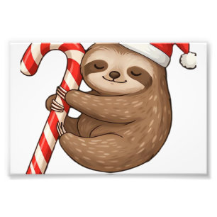 Kerst Luiaard Knuffel Kandijstok Klassiek T-shirt Foto Afdruk