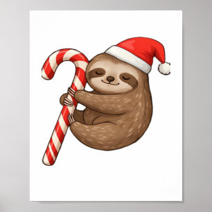 Kerst Luiaard Knuffelen Candy Cane Classic T-shirt Poster