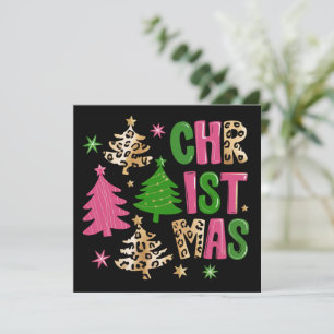 Kerst Luipaard Boom Preppy Vrolijk & Stralend  Feestdagenkaart