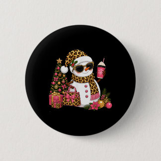 Kerst Luipaard Sneeuwman Boujee Feestdagen Xmas Ronde Button 5,7 Cm
