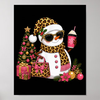 Kerst Luipaard Sneeuwman Boujee Vakantie Kerstmis Poster