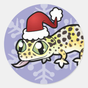 Kerst Luipaardgekko Ronde Sticker