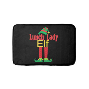 Kerst Lunch Lady Elf Met Pet & Voeten Vakantie G Badmat