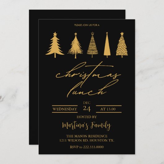 Kerst Lunch Uitnodigingen Kerstbrunch (Voorkant / Achterkant)