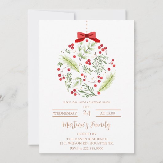 Kerst Lunch Uitnodigingen Kerstbrunch (Voorkant)