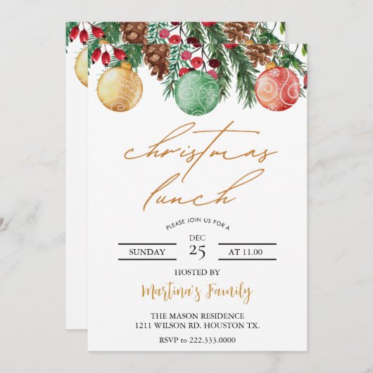 Kerst Lunch Uitnodigingen Kerstbrunch (Voorkant / Achterkant)