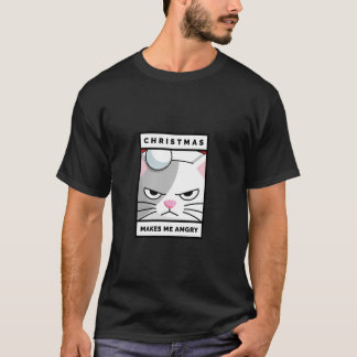 Kerst maakt me boos kat met kerstmuts t-shirt