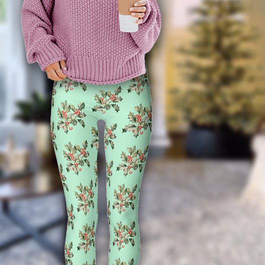 Kerst Macaron Kleuren Mistletoe Leggings