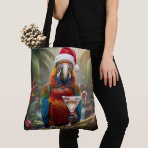 Kerst Macaw Papegaai Met Martini Cocktail Draagtas