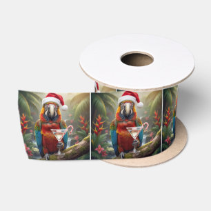 Kerst Macaw Papegaai Met Martini Cocktail Lint