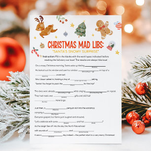 Kerst Mad Libs Spel Feestdagenkaart