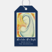 Kerst Madonna en kind Waterverf Cadeaulabel (Voorkant)