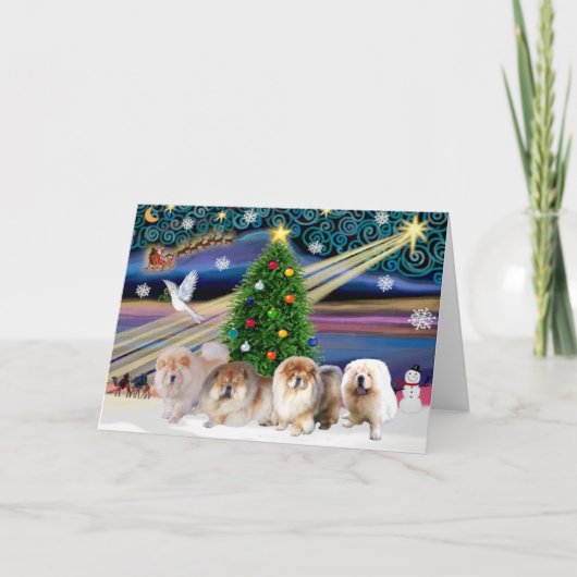 Kerst Magic Chow Chows (vier) Feestdagen Kaart (Voorkant)
