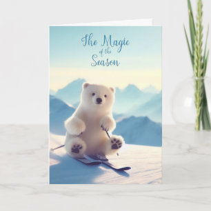 Kerst Magic Polar Beer Skiën Kerstmis Kaart