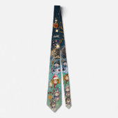 Kerst Magic Snowman & Friends blauw Stropdas (Voorkant)