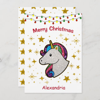 Kerst Magische Unicorn Glitter Feestdagenkaart