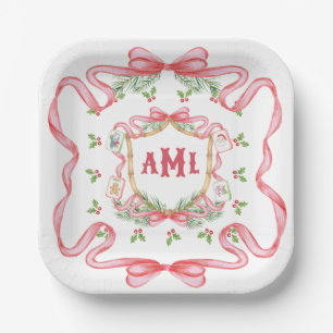 Kerst Mahjong Monogram Papieren Bordje