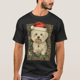 Kerst Maltese Santa William Morris Style T-shirt