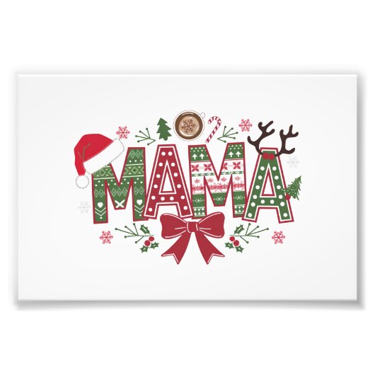 Kerst Mama Coquette Bow Mama Claus Tree Cake Foto Afdruk (Voorkant)