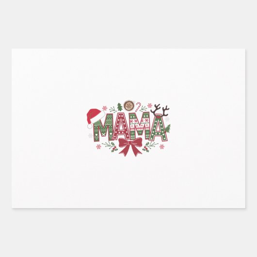 Kerst Mama Coquette Bow Mama Claus Tree Cake Inpakpapier Vel (Voorkant)