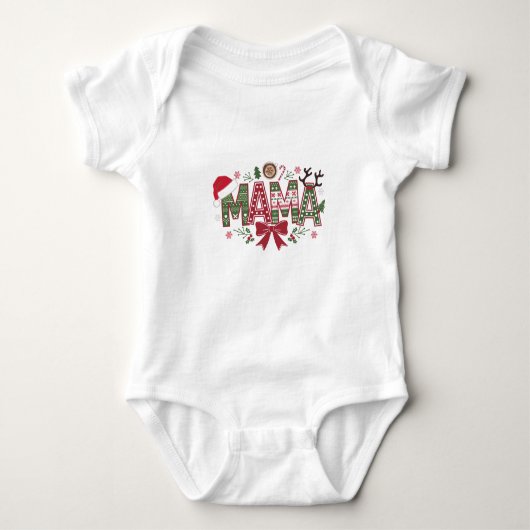 Kerst Mama Coquette Bow Mama Claus Tree Cake Romper (Voorkant)