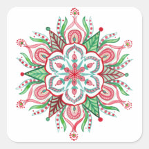 Kerst Mandala Sneeuwvlok Stickers