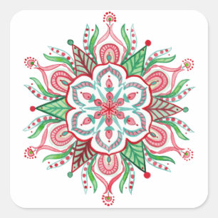 Kerst Mandala Sneeuwvlok Stickers