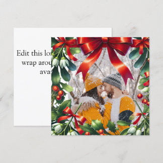 Kerst maretak grens met rode boog feestdagenkaart