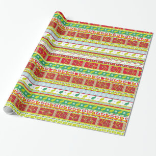 Kerst maretak patrijs hart streep patroon cadeaupapier