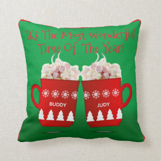 kerst marshmallow warme chocolade kussen groen