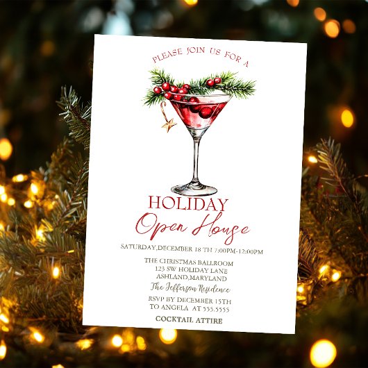 Kerst Martini Holiday Open House Kaart