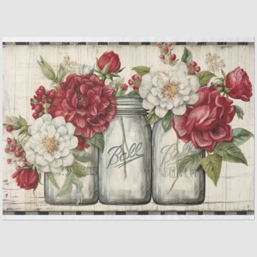 Kerst Mason Jars Tissuepapier (Voorkant)